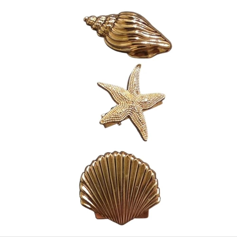 New! Ocean-Themed Shell Hair Clip Set • 3 Piece• NWOT